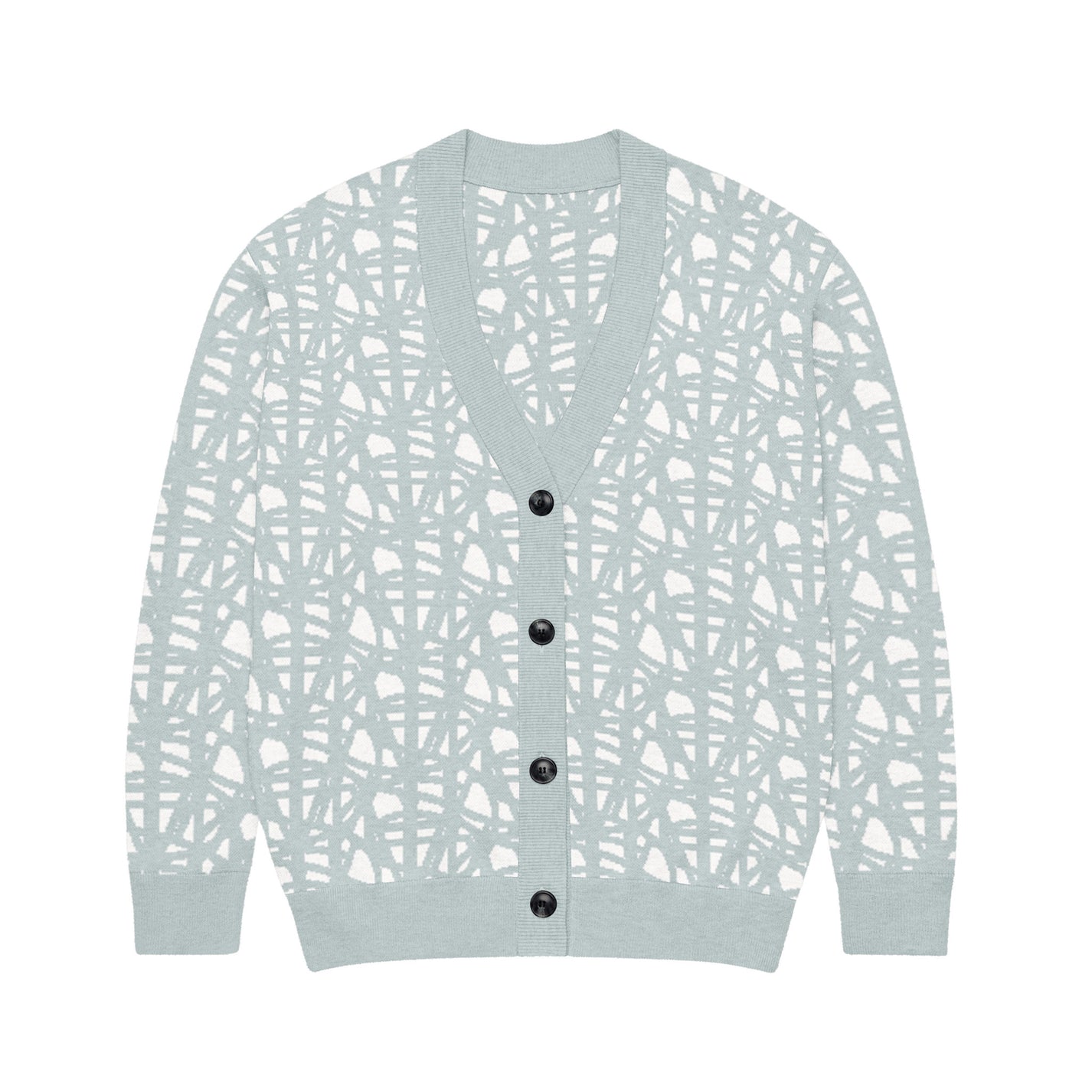 SM Abstract Jacquard Knitted Cardigan blue front