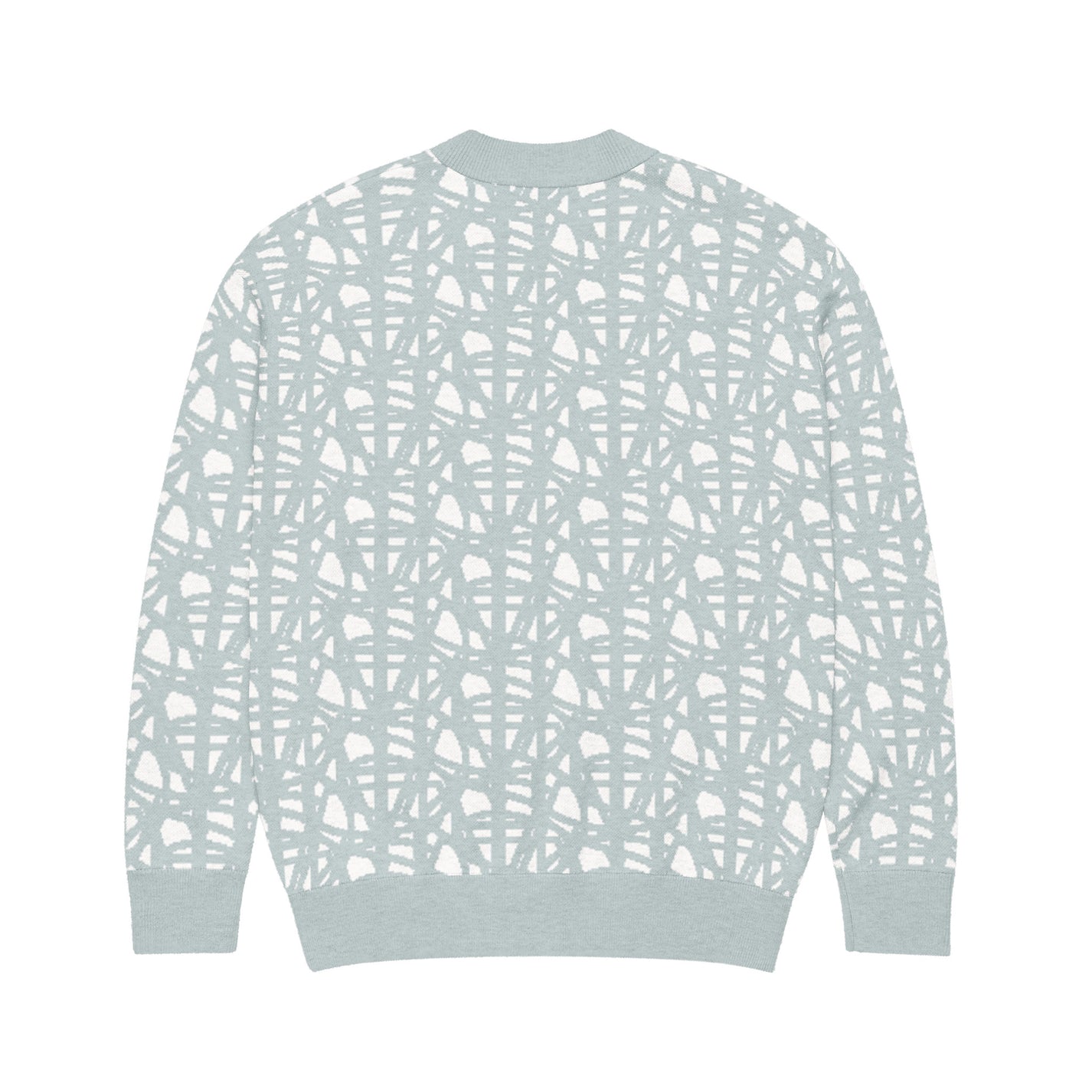 SM Abstract Jacquard Knitted Cardigan blue back