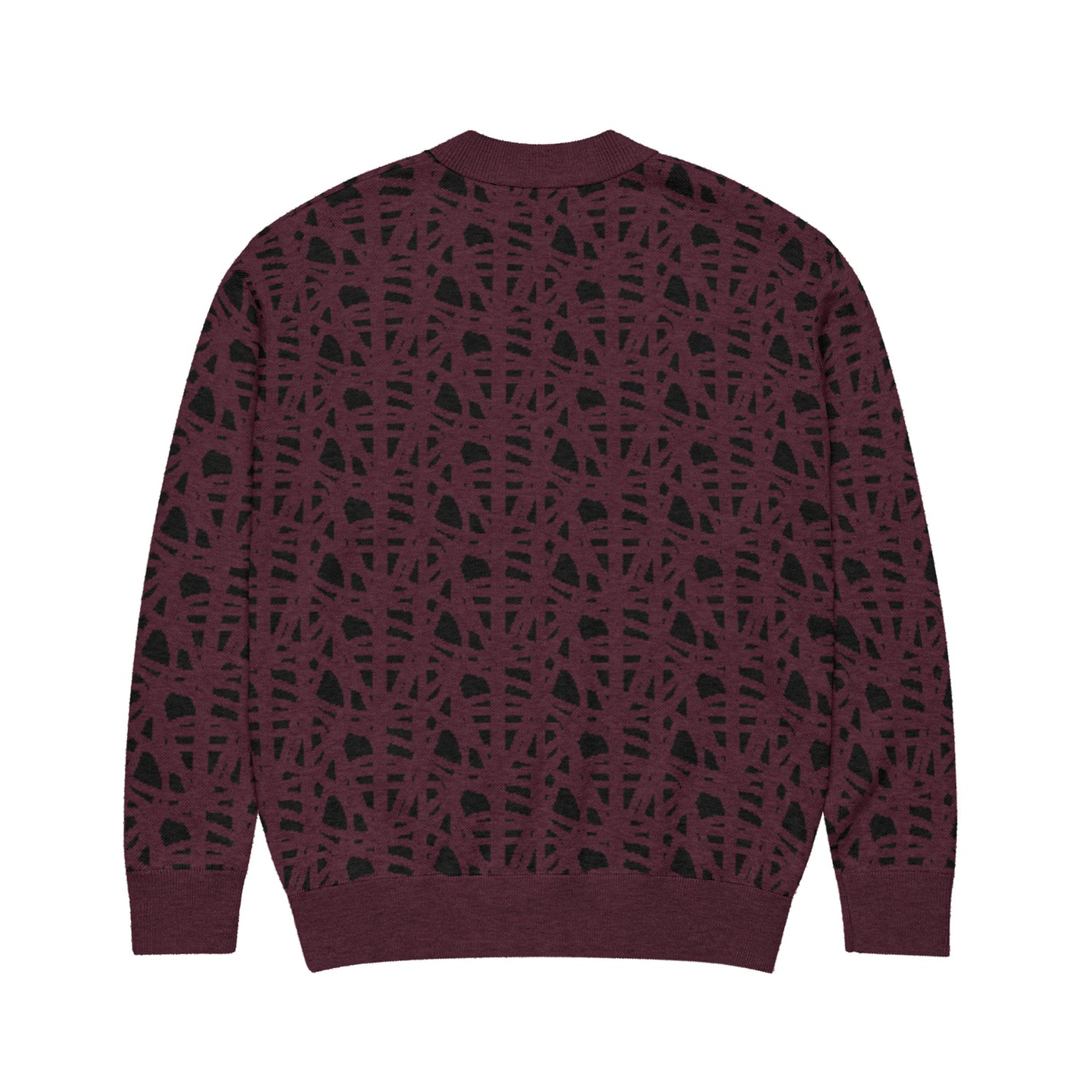 SM Abstract Jacquard Knitted Cardigan burgundy back