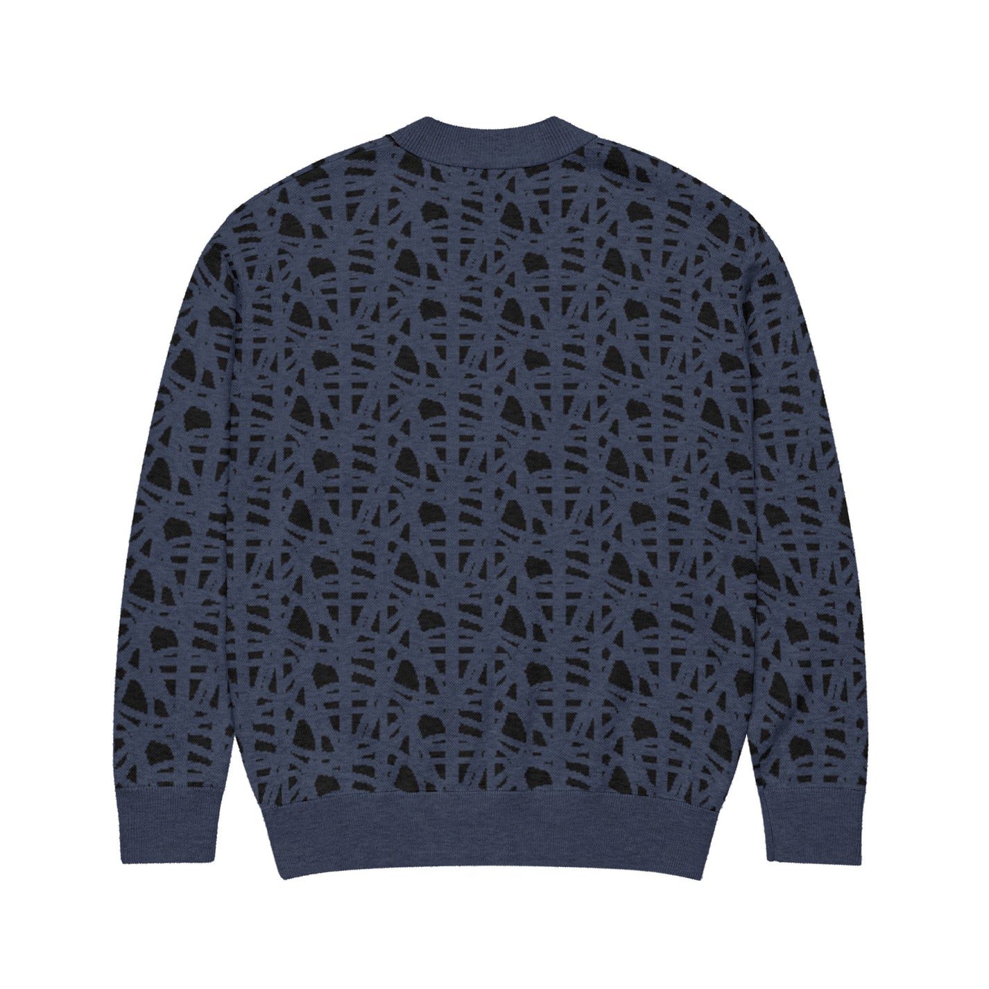 SM Abstract Jacquard Knitted Cardigan dark blue back