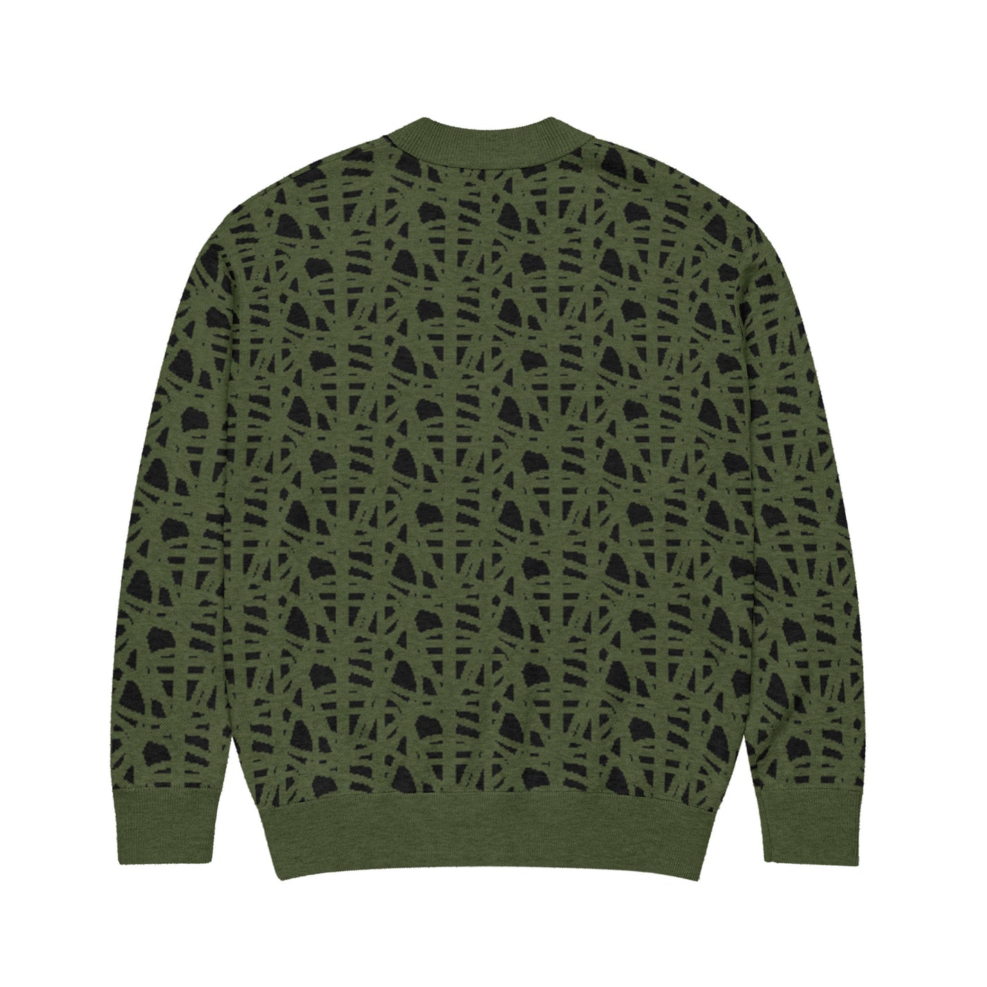 SM Abstract Jacquard Knitted Cardigan green back
