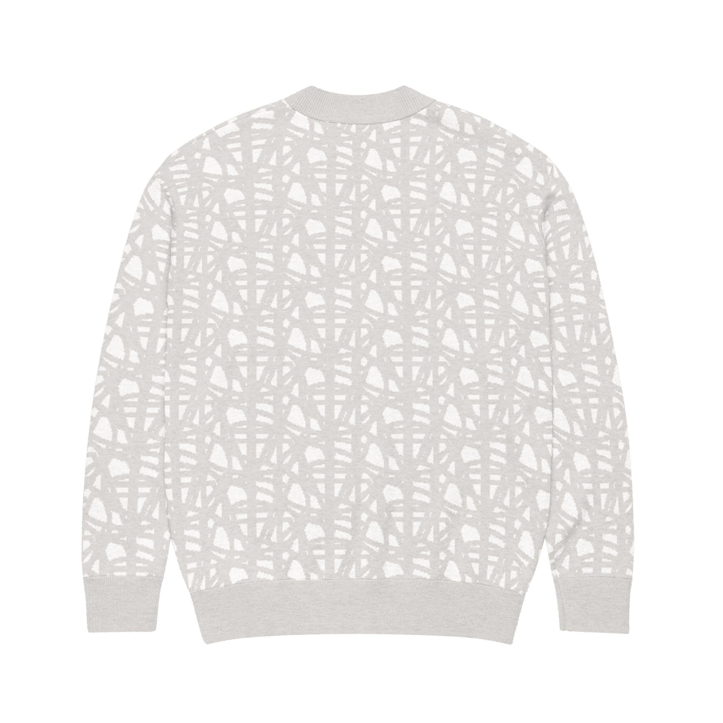 SM Abstract Jacquard Knitted Cardigan grey back