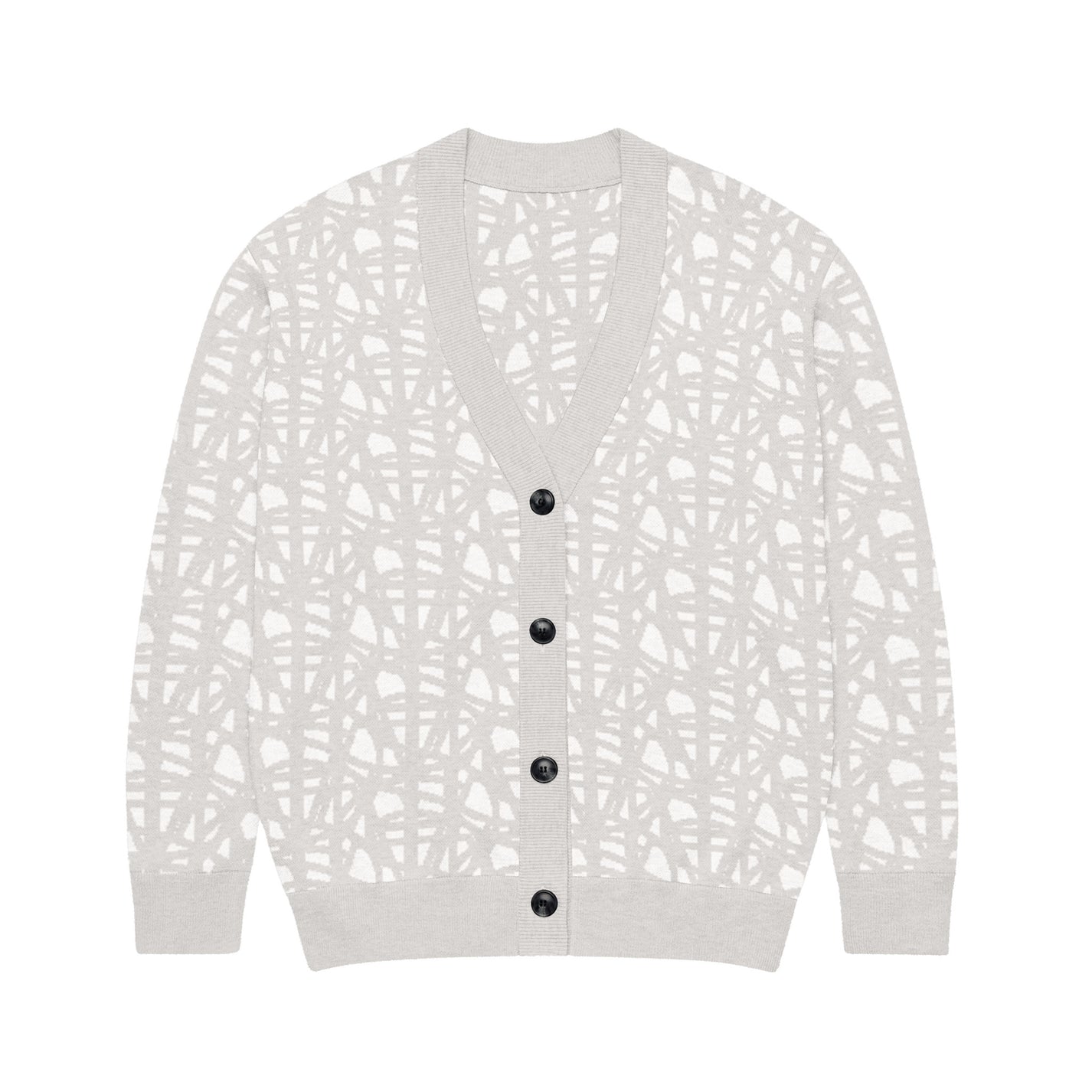 SM Abstract Jacquard Knitted Cardigan grey front