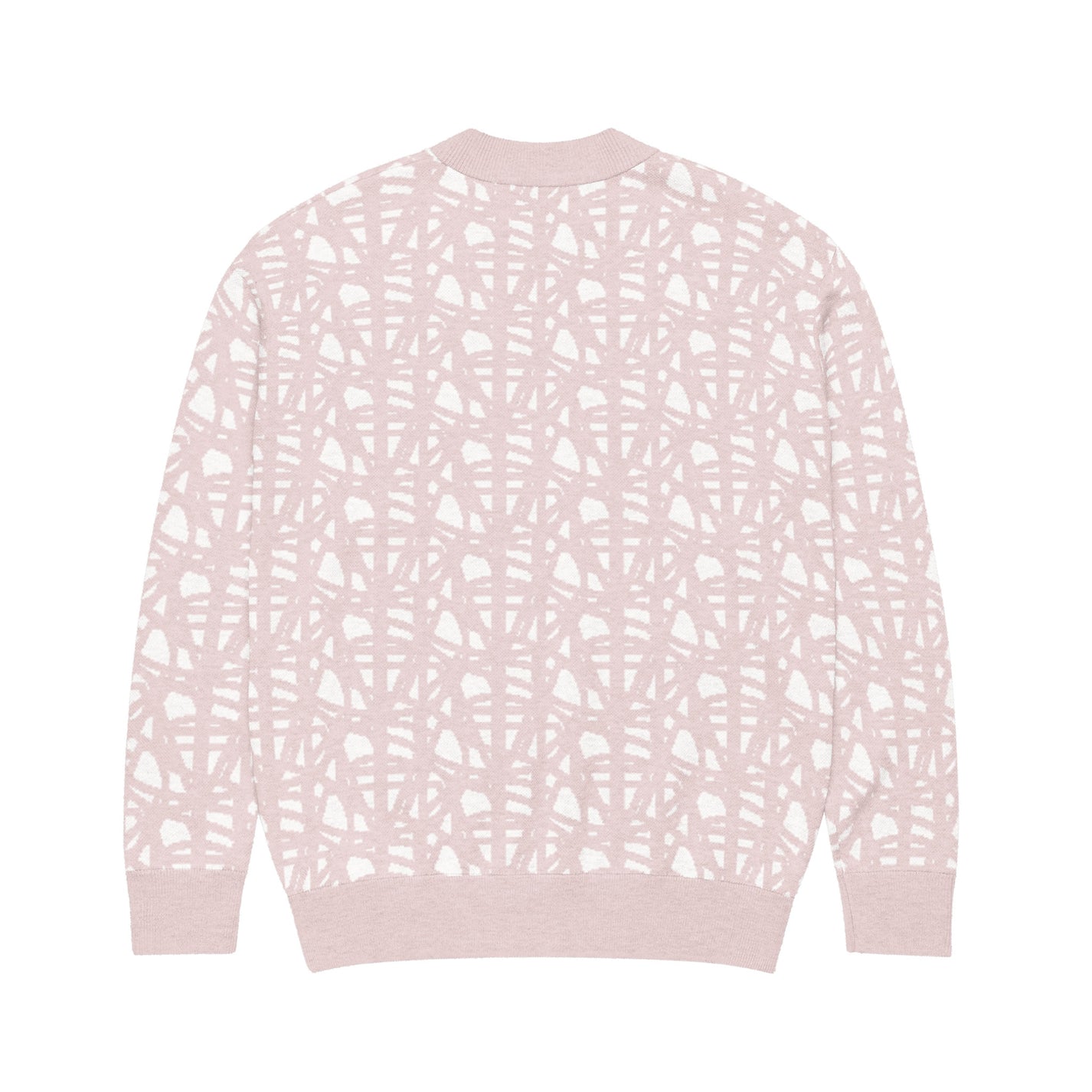 SM Abstract Jacquard Knitted Cardigan pink back