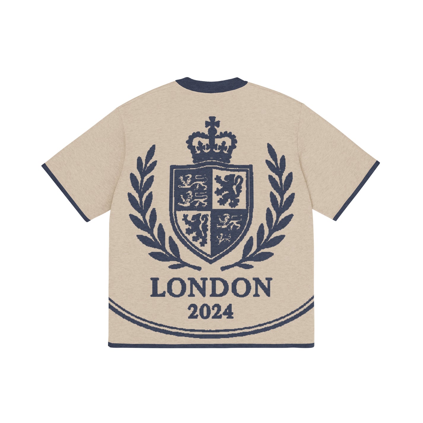 SM Jacquard Knitted Royal Emblem Knitted T-shirt camel back