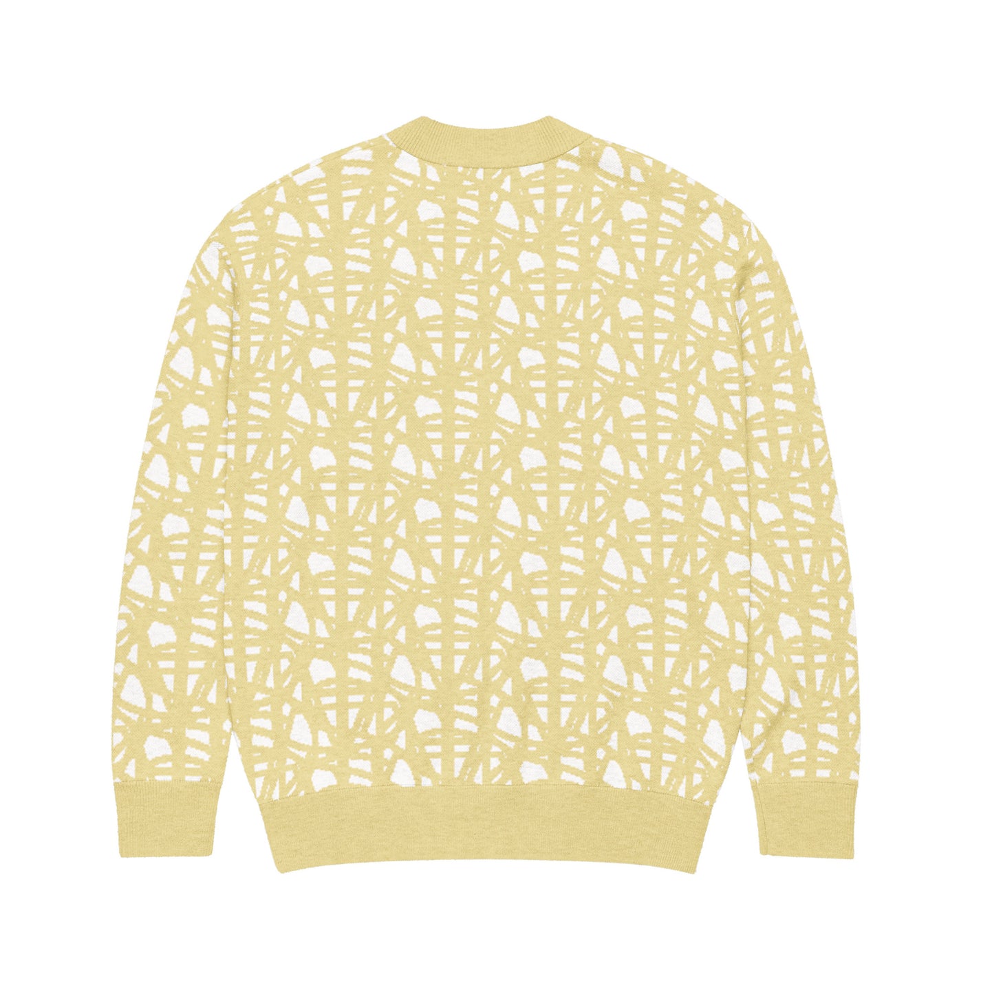 SM Abstract Jacquard Knitted Cardigan yellow back