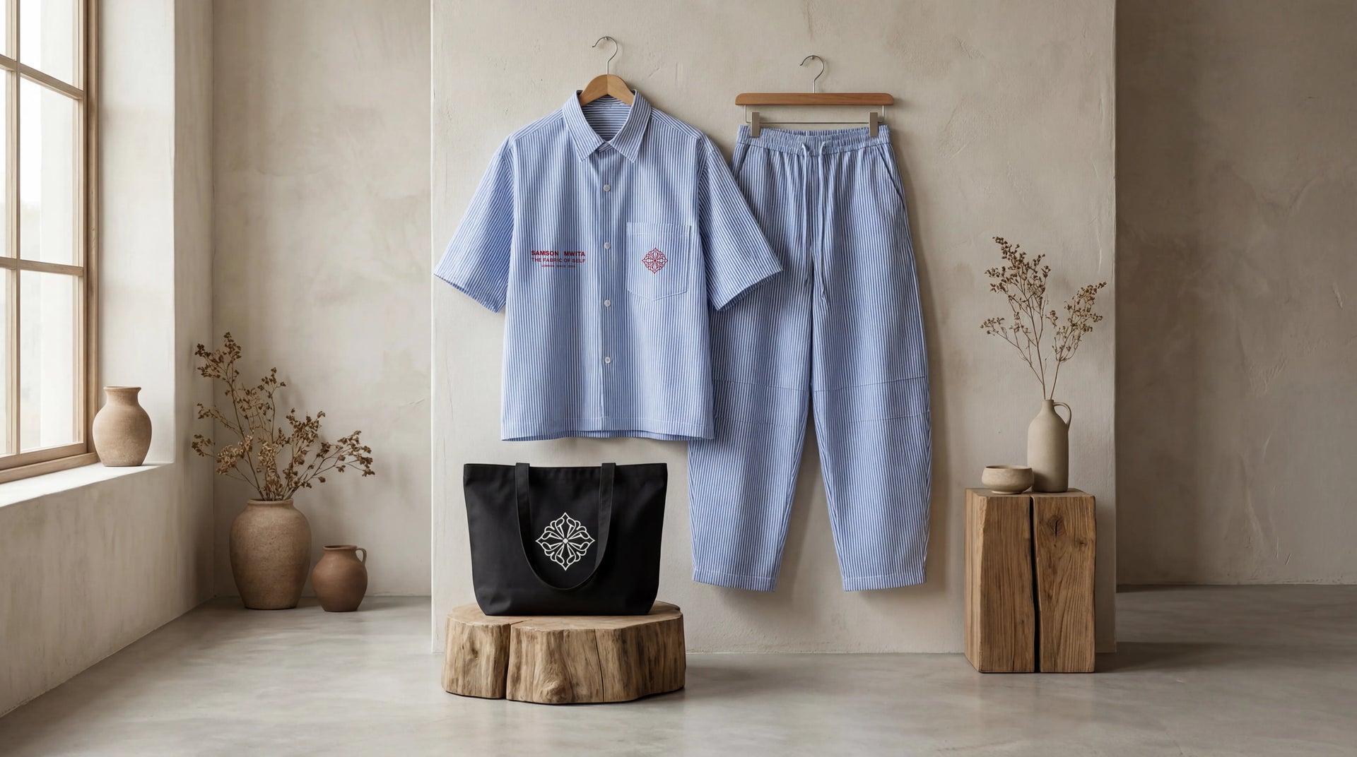 Samson Mwita garments and fabric details styled to reflect conscious design and thoughtful dressing.