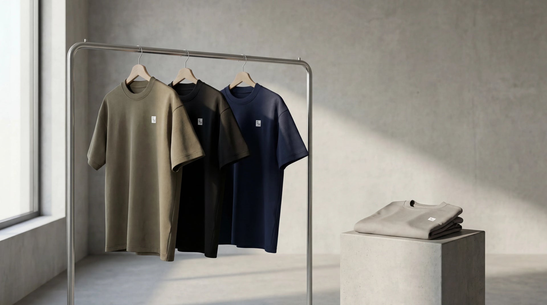 SM Sig. Earth T-shirt in a refined editorial setting.