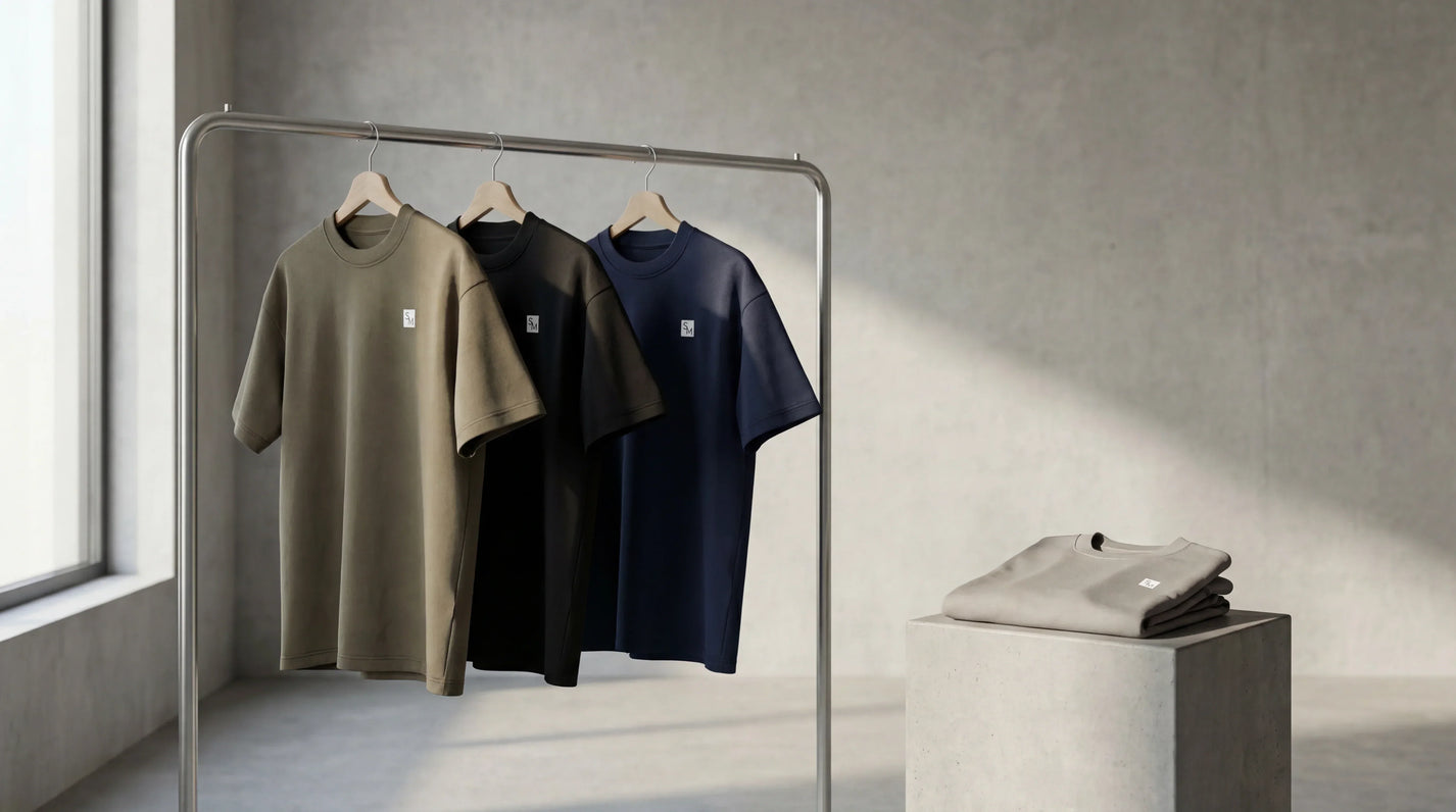 SM Sig. Earth T-shirt in a refined editorial setting.