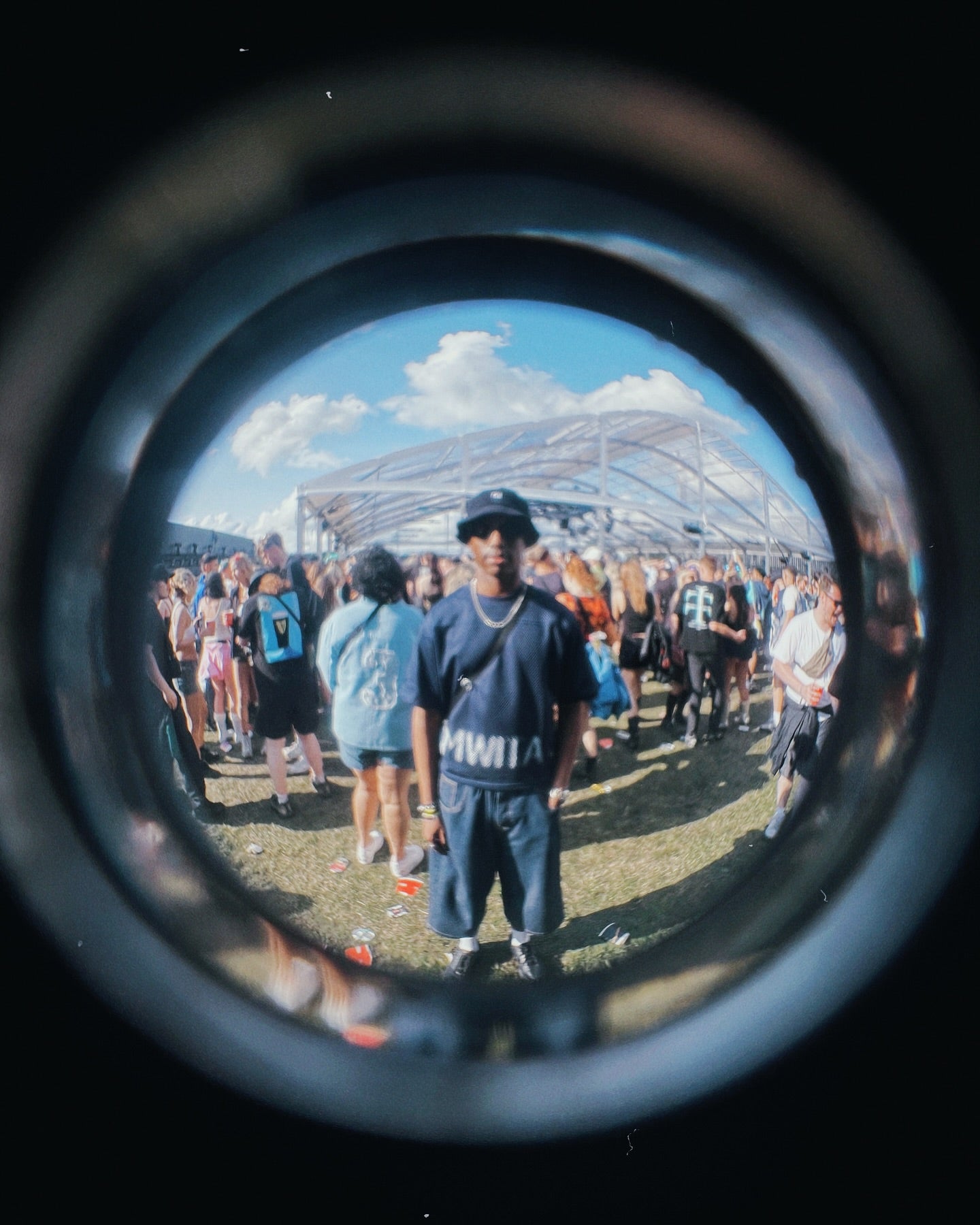 Samson wearing the SM Mesh Boxy T-shirt