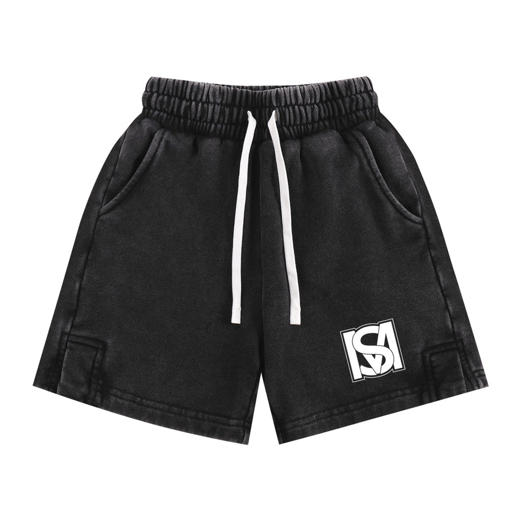 SM Snow Washed Kids Shorts black front