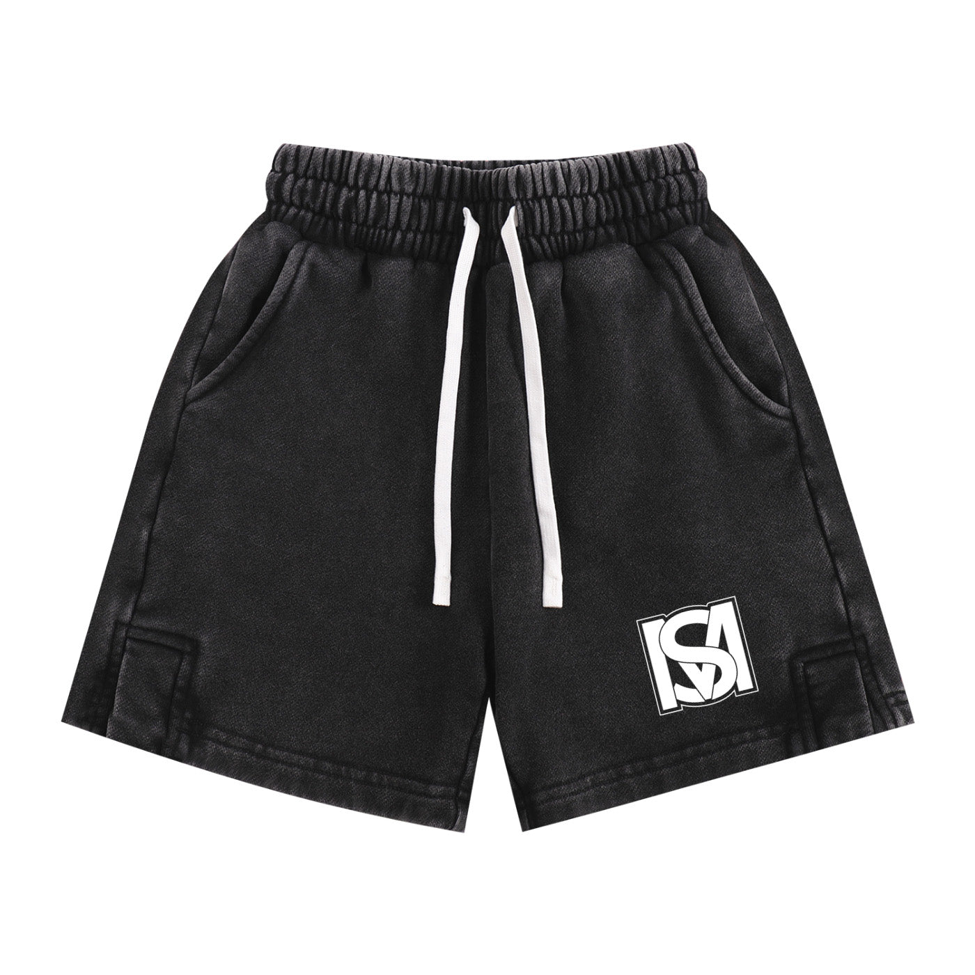 SM Snow Washed Kids Shorts black front