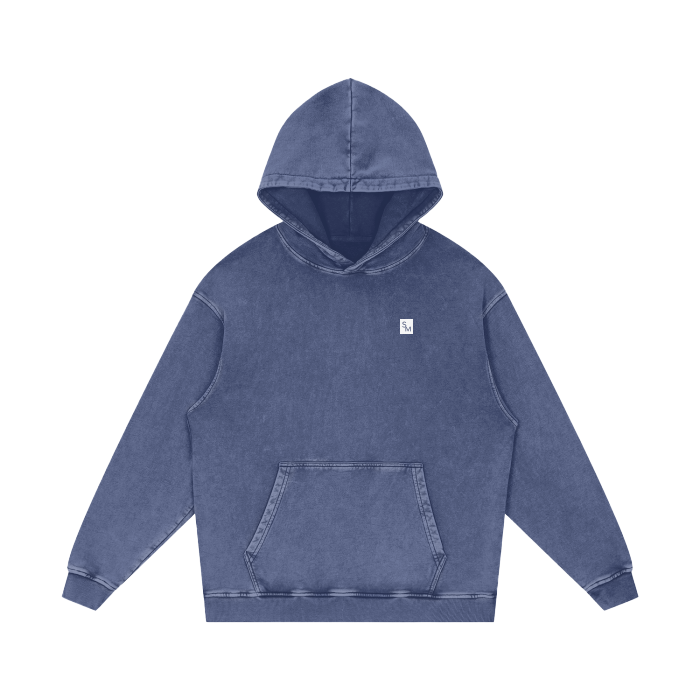 SM Sig. Acid Wash Oversized Hoodie Chambray front