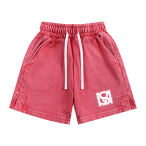 SM Snow Washed Kids Shorts watermelon red front