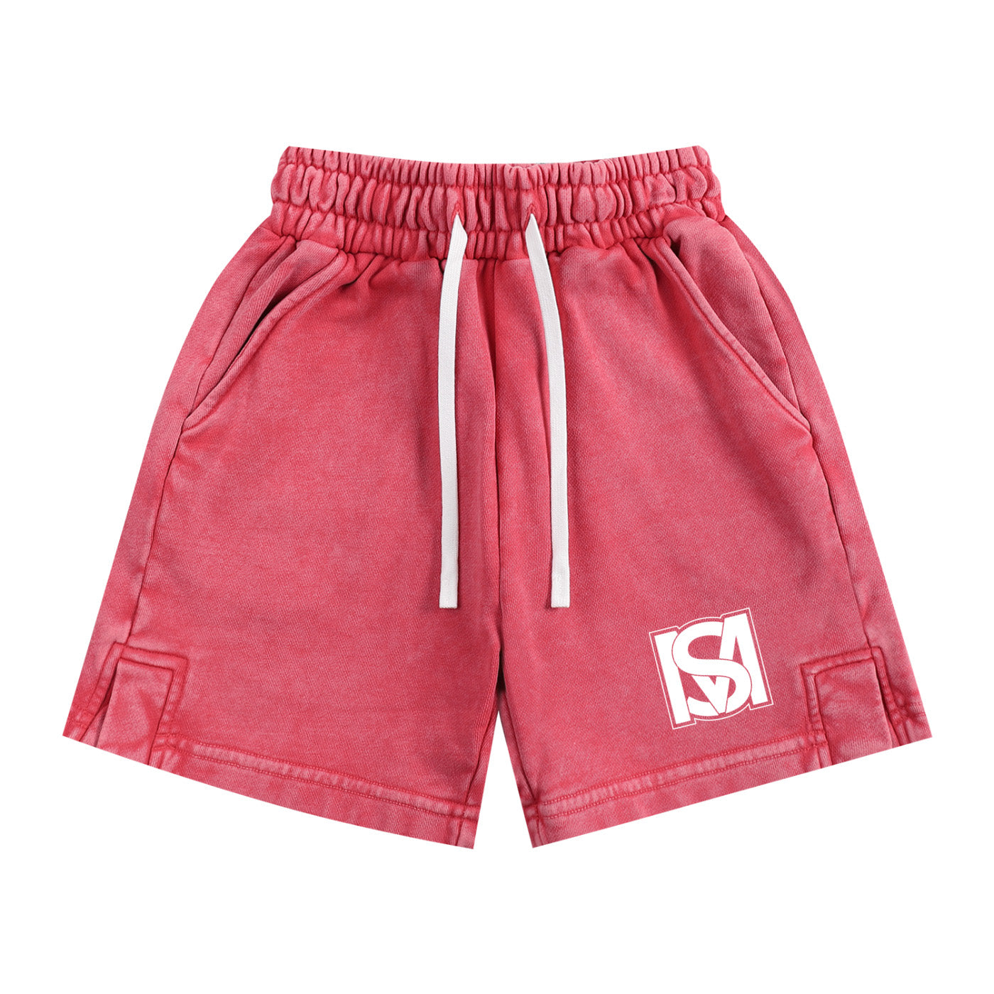 SM Snow Washed Kids Shorts watermelon red front