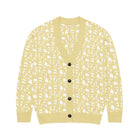 SM Abstract Jacquard Knitted Cardigan yellow front