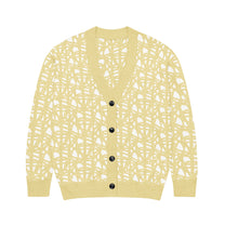 SM Abstract Jacquard Knitted Cardigan yellow front