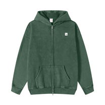 SM Sig. Acid Wash Fleece Hoodie dark green front