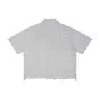 SM Distressed Plaid Boxy Shirt white back