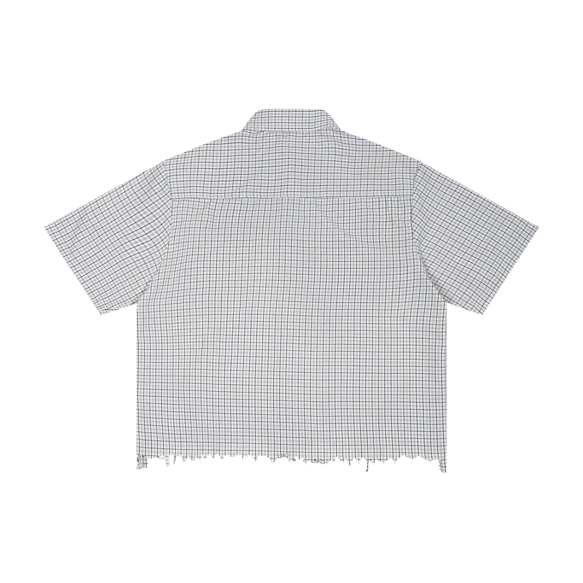 SM Distressed Plaid Boxy Shirt white back