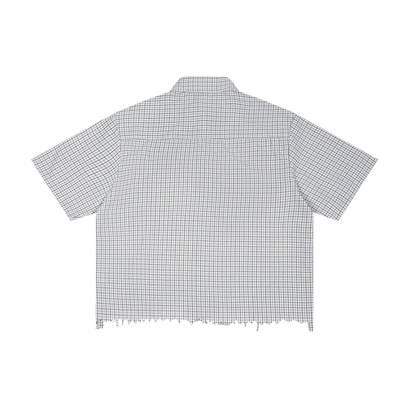 SM Distressed Plaid Boxy Shirt white back