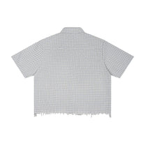 SM Distressed Plaid Boxy Shirt white back