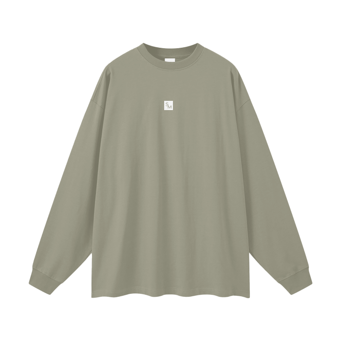 SM Sig. Long Sleeve T-shirt Stone Grey front