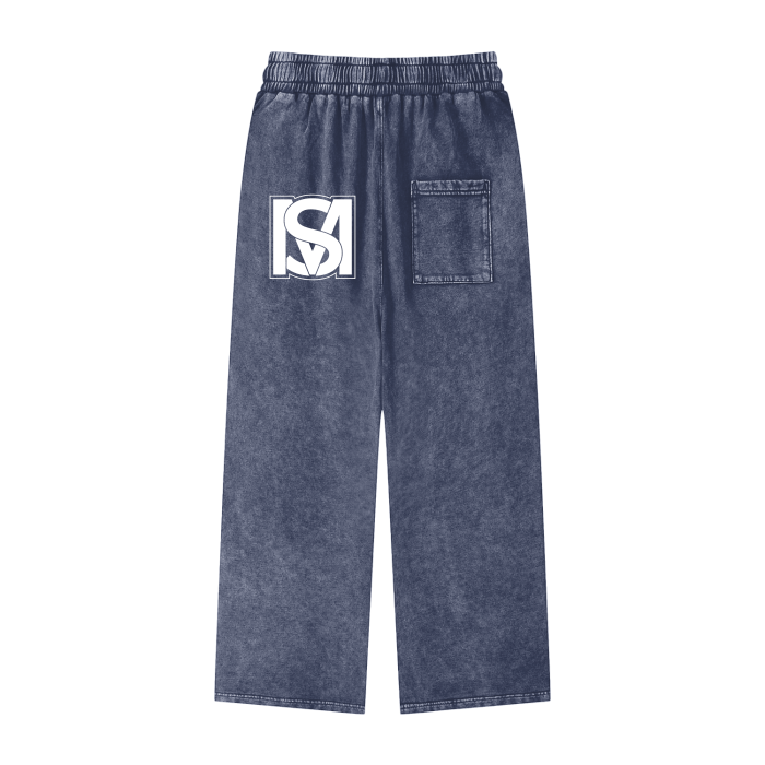 SM Acid Wash Trousers Blue back