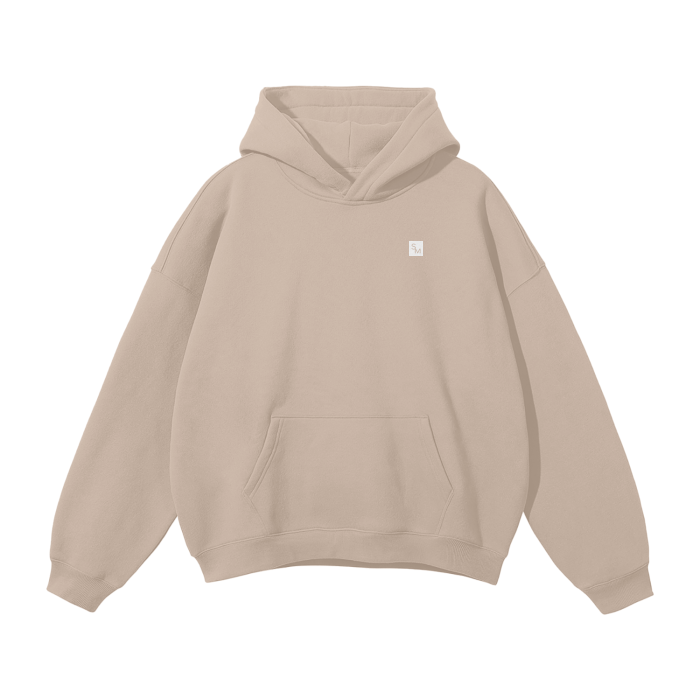 SM Sig. Fleece Hoodie grey apricot front