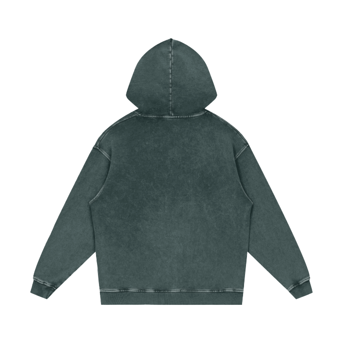 SM Sig. Acid Wash Oversized Hoodie dark green back