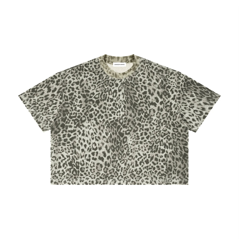 SM Leopard Print Boxy T-shirt grey front