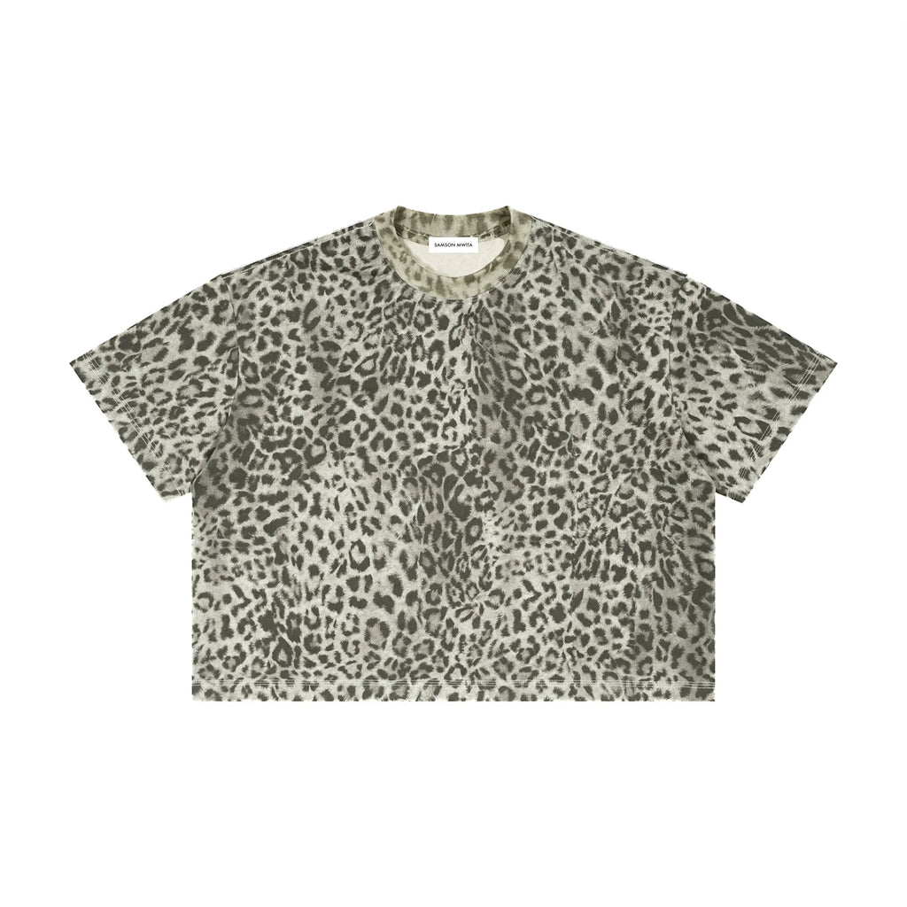 SM Leopard Print Boxy T-shirt grey front