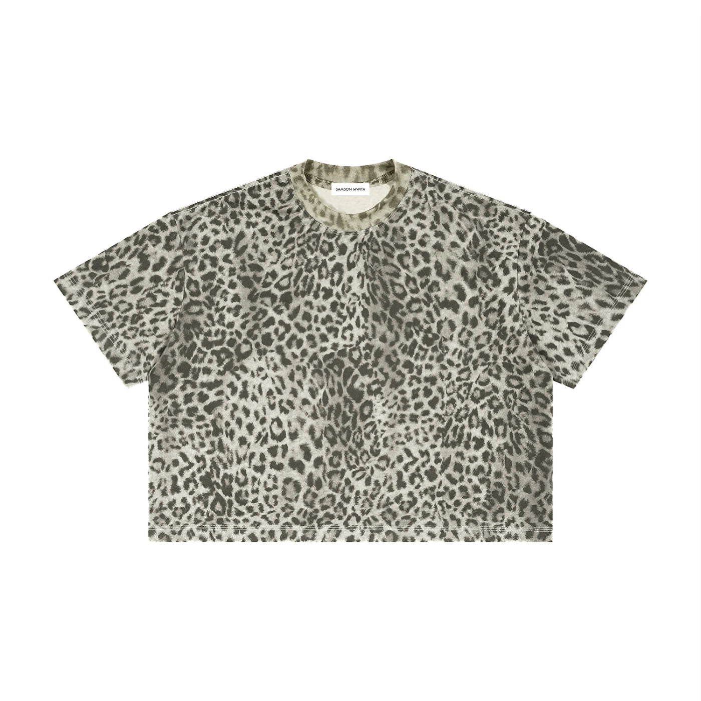 SM Leopard Print Boxy T-shirt grey front