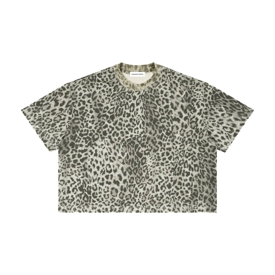 SM Leopard Print Boxy T-shirt grey front