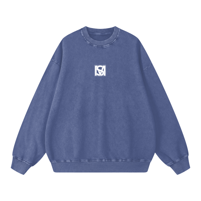 SM Acid Wash Sweatshirt blue front