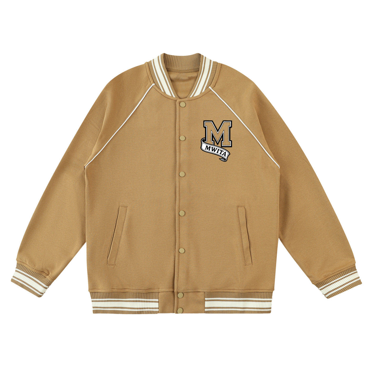 SM Varsity Jacket camel front