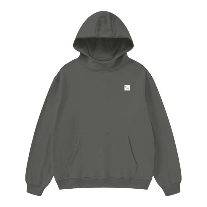 SM Sig. High Neck Fleece Hoodie dark grey front