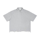 SM Distressed Plaid Boxy Shirt white front