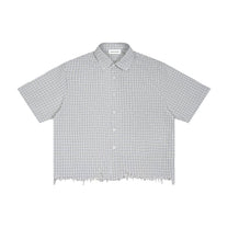 SM Distressed Plaid Boxy Shirt white front
