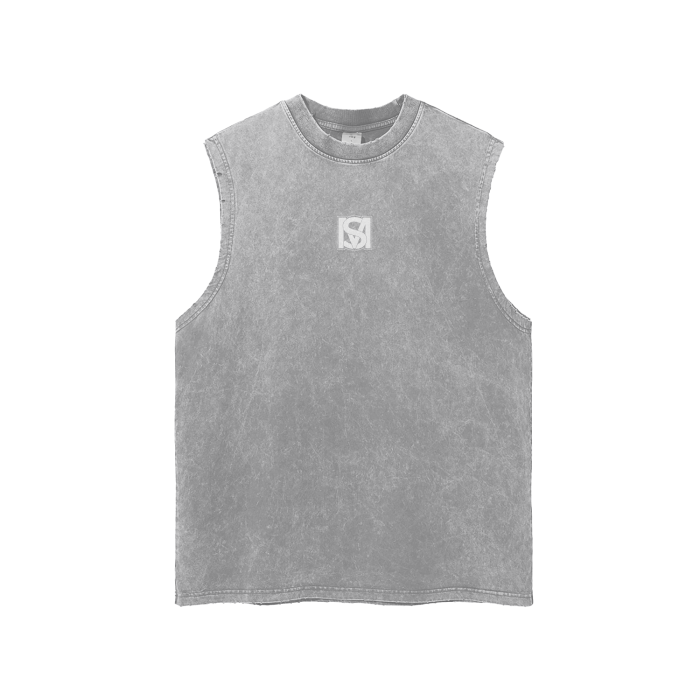 SM Snow Washed Hem Tank Top light grey front