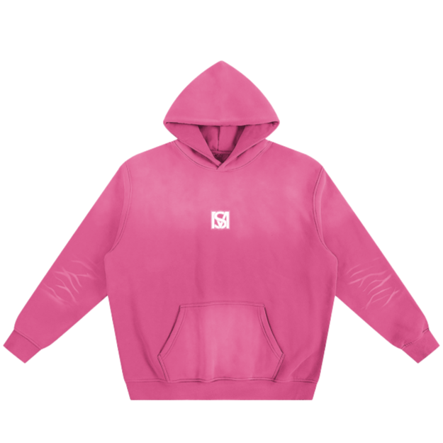 SM Sunfade Fleeced Hoodie hot pink front