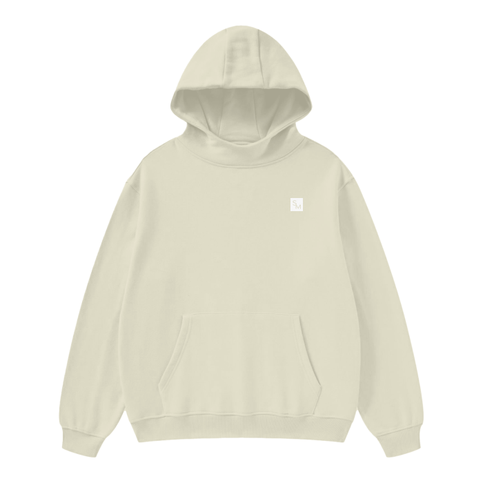 SM Sig. High Neck Fleece Hoodie sand front