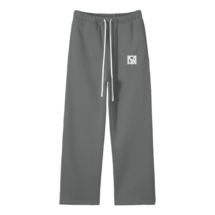 SM Fleece Straight Leg Trousers heather grey front