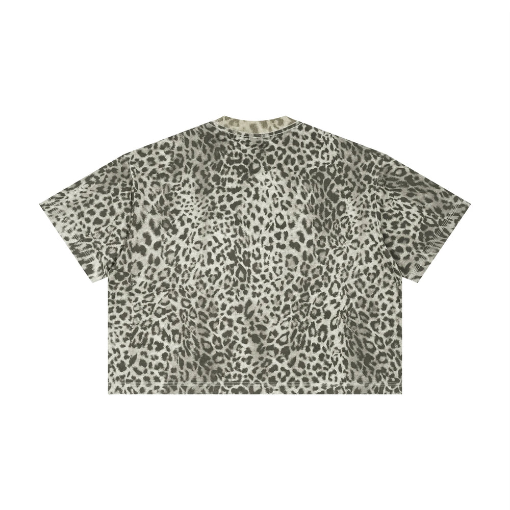 SM Leopard Print Boxy T-shirt grey back