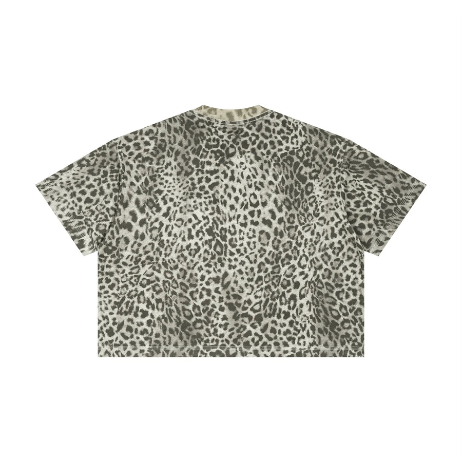 SM Leopard Print Boxy T-shirt grey back