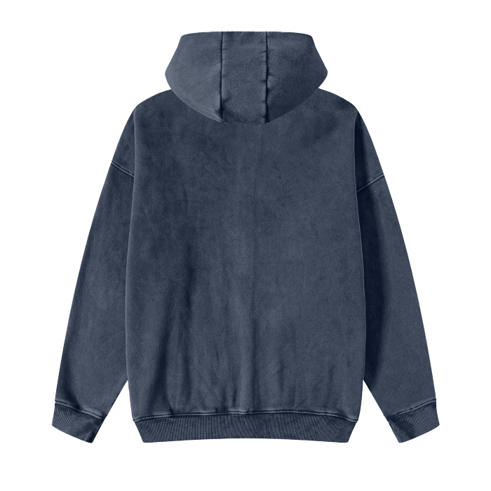 SM Sig. Acid Wash Fleece Hoodie navy back