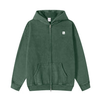 SM Sig. Acid Wash Fleece Hoodie dark green front