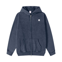 SM Sig. Acid Wash Fleece Hoodie navy front