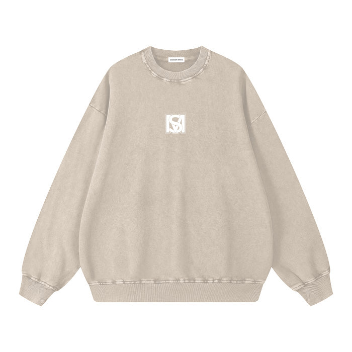 SM Acid Wash Sweatshirt beige front