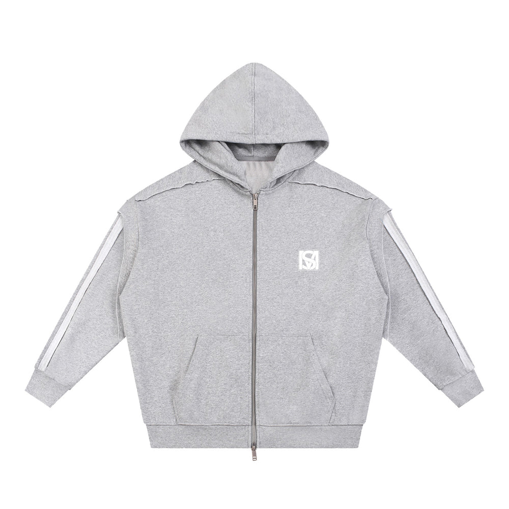 SM Contour Line Zip Hoodie grey front